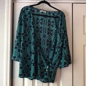 Patterned wrap blouse